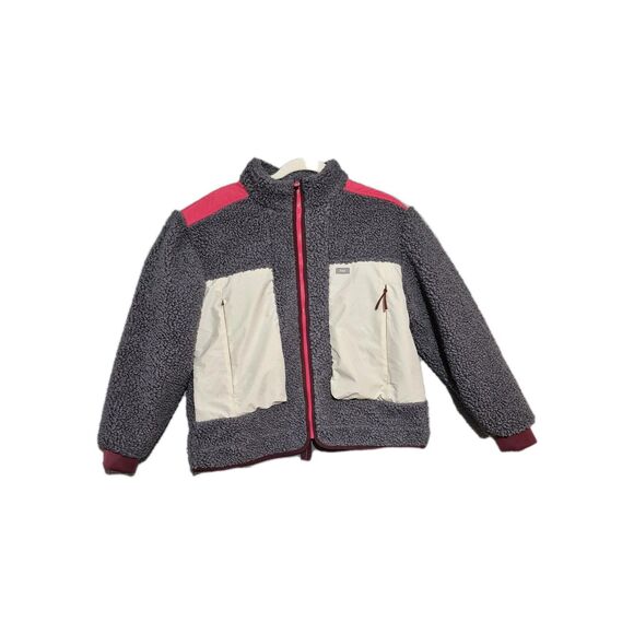 Figs Scrubs Selwyn Sherpa Jacket Bomber Full Zip Gray Pink Small W200W1019 - Picture 1 of 9